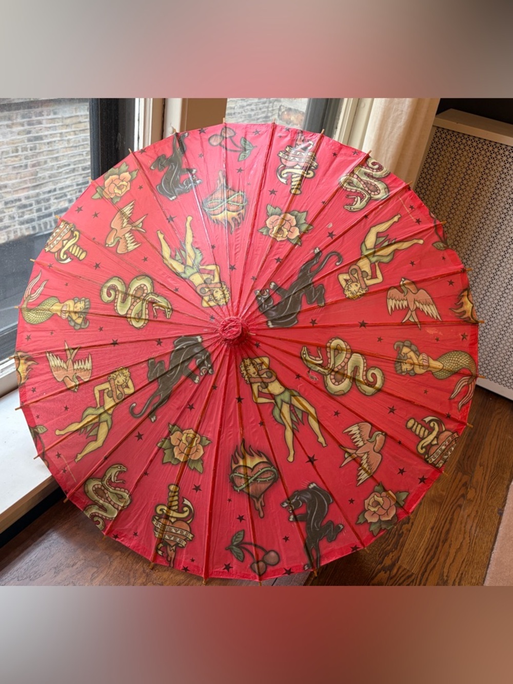 American traditional tattoo print parasol